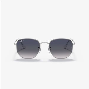 Ray Ban Hexagonal Silver Sunglasses- unisex